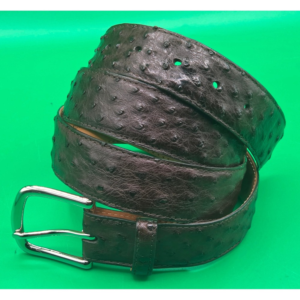 Tecovas Genuine Ostrich Leather Belt Mens Sz 44 Western Brown Handmade In Mexico